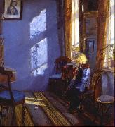 Anna Ancher Sunlight in the blue room painting
